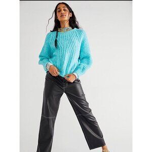 NWT Free People Oversized Knit Chunky Blue Sweater